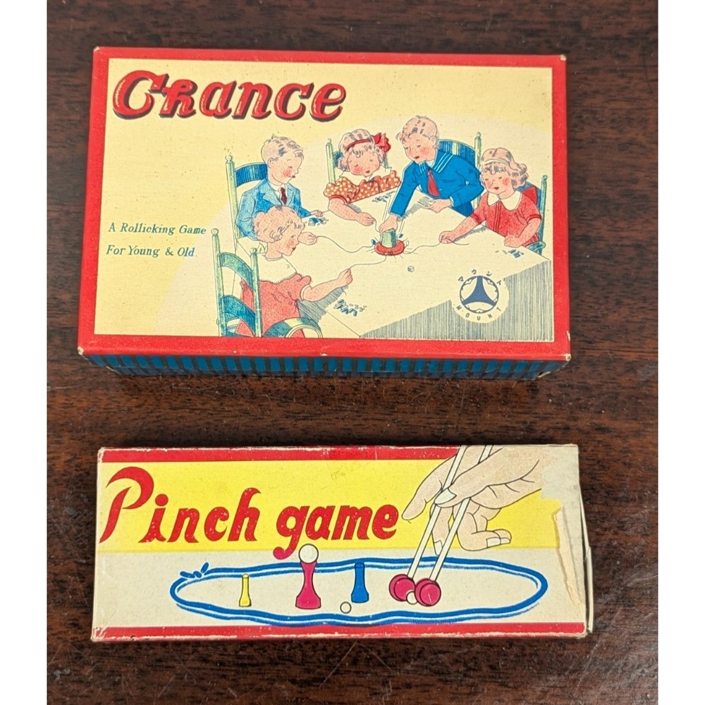Vintage Game Lot of 2 Chance & Pinch Game Made in Japan Retro Toys With Boxes